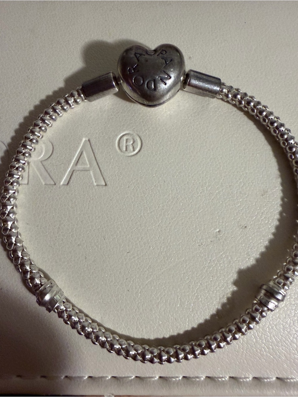 Pandora Moments Textured Heart Clasp Snake Bracelet